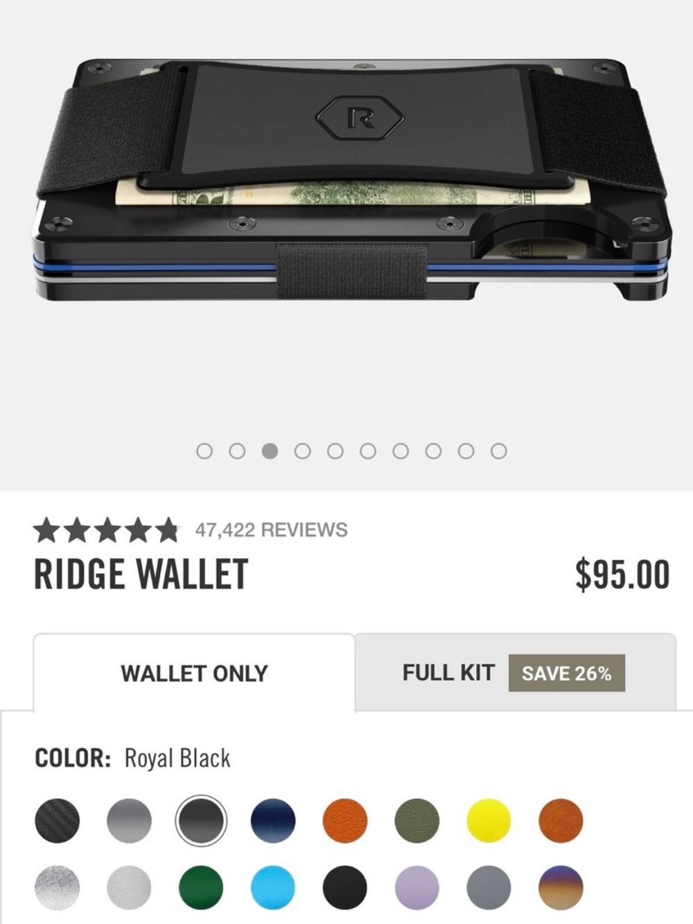 Ridge Slim RFID Blocking Wallet Money Clip - Black - Picture 4 of 7